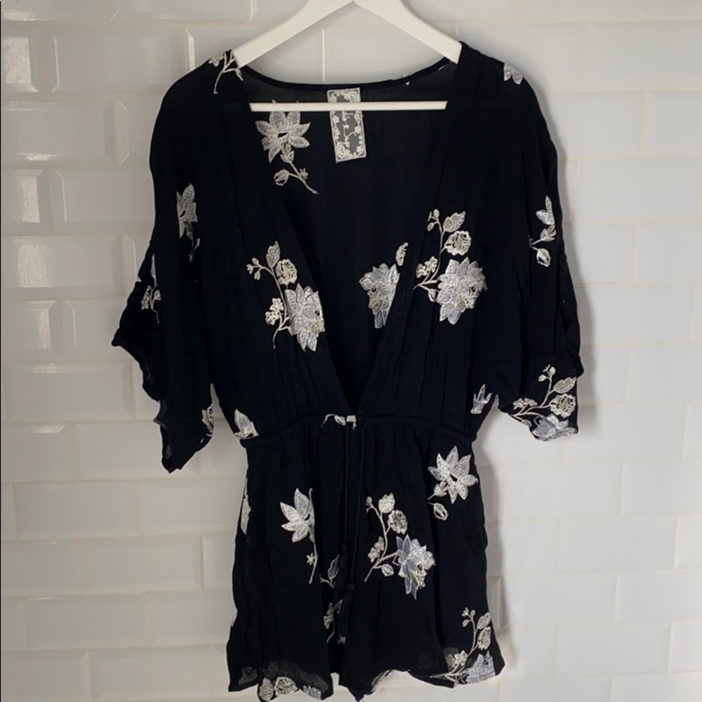 Sadie and Sage Black floral romper